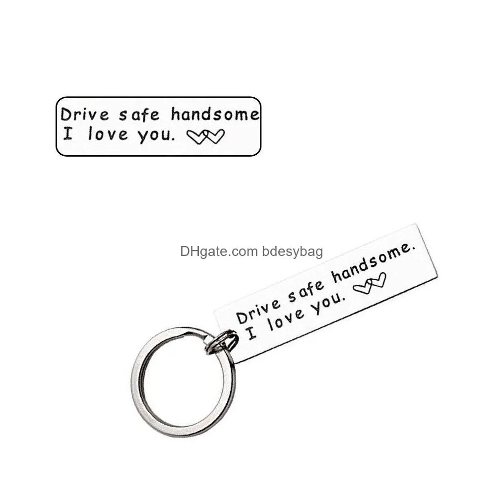 keychain label with key ring motorcycle scooter car and gift drive safe handsome i love you