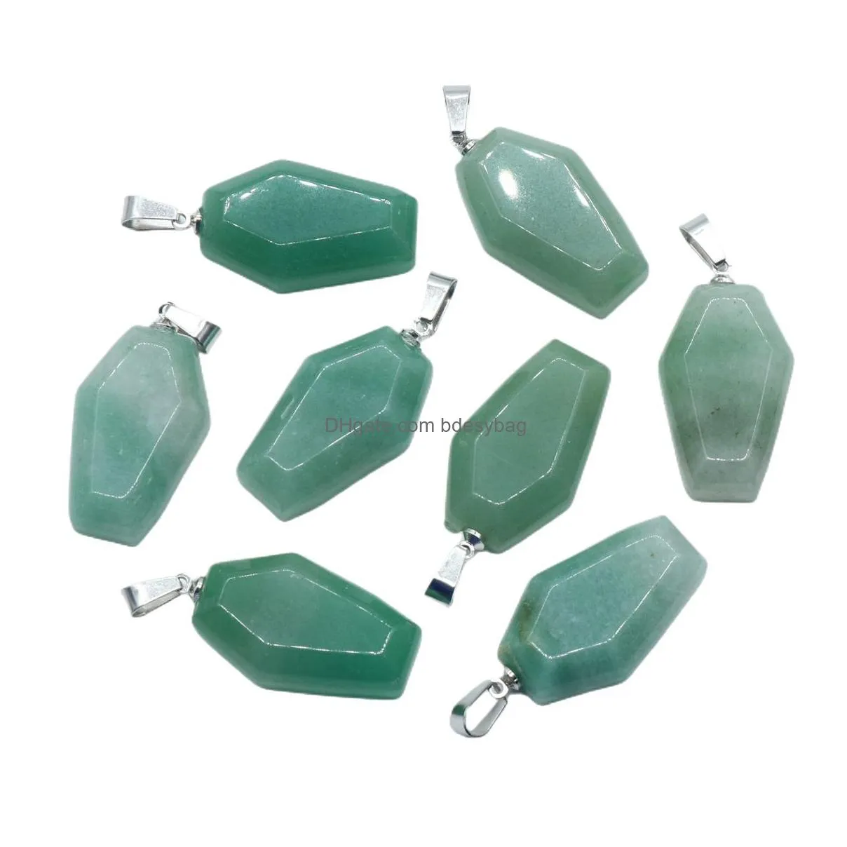 natural healing stone coffin shape mixed color chakra semiprecious gemstone charms for jewelry making
