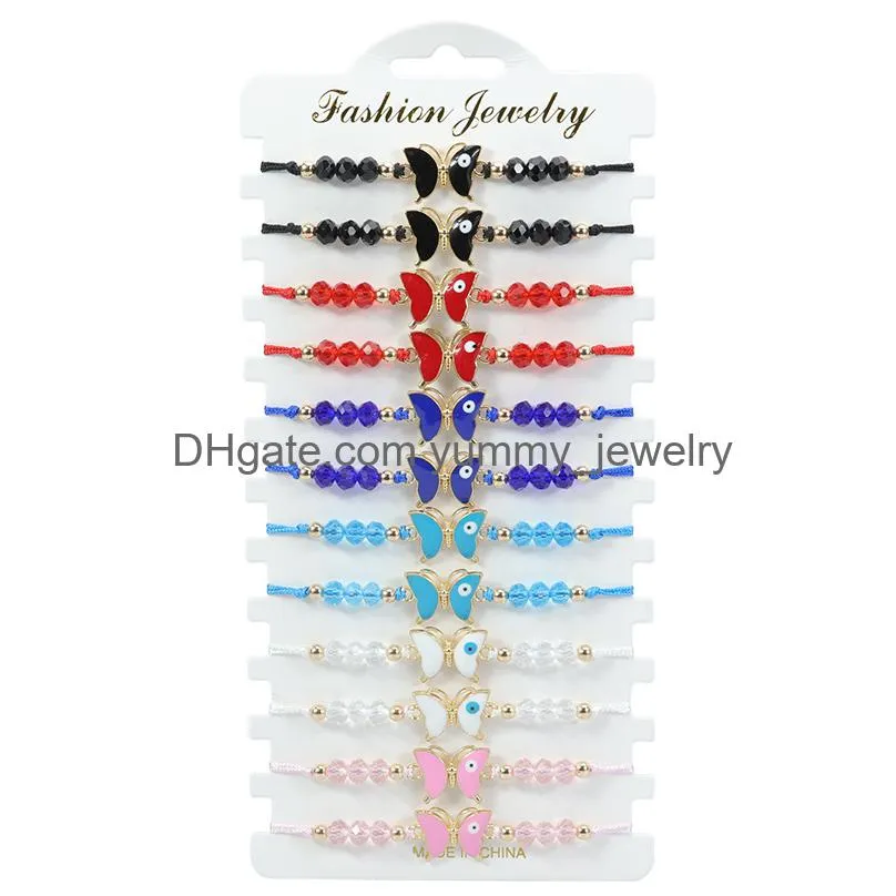 summer 12pc/set colorful butterfly girl hand act the role of bracelet party girls boys adjustable braided bracelet set