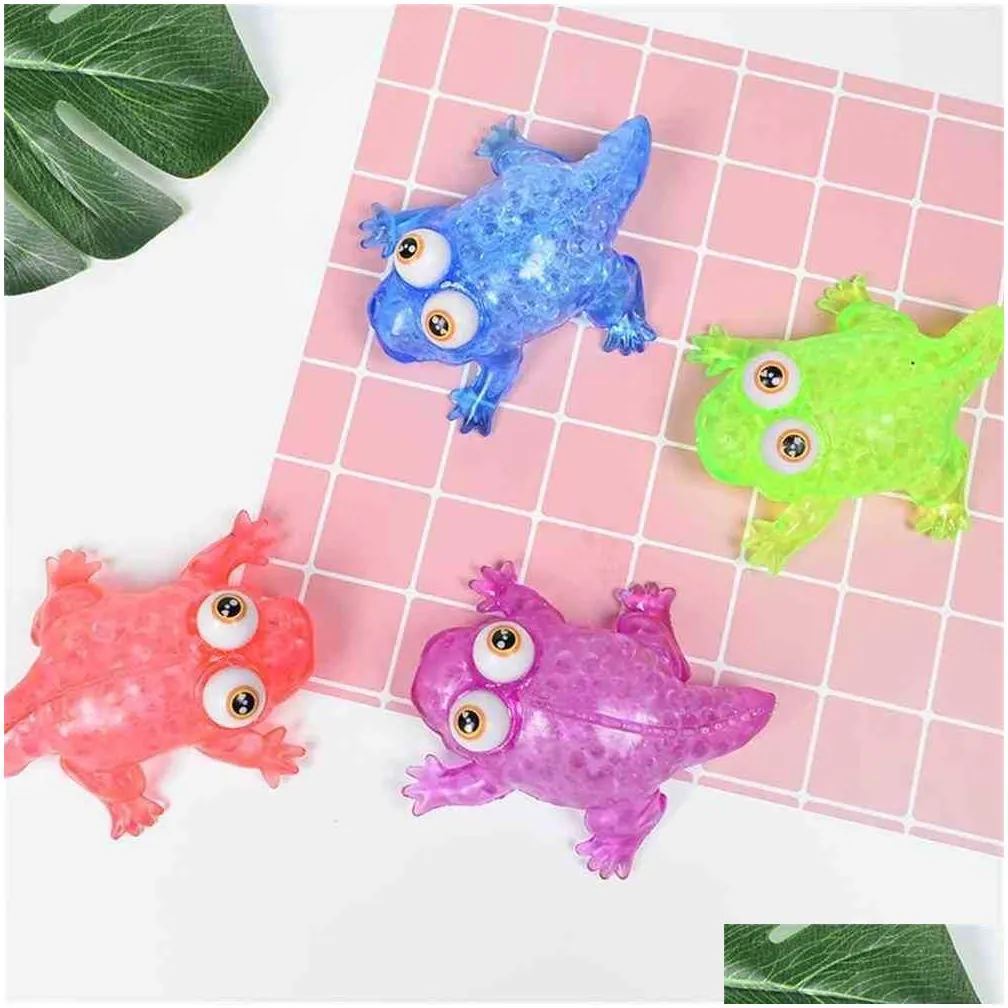 clear beads inside squeeze big eye frog tpr crocodile whale mega animal shape squishy ball jumbo size stressball toys squeezy vent balls for kids boys girls