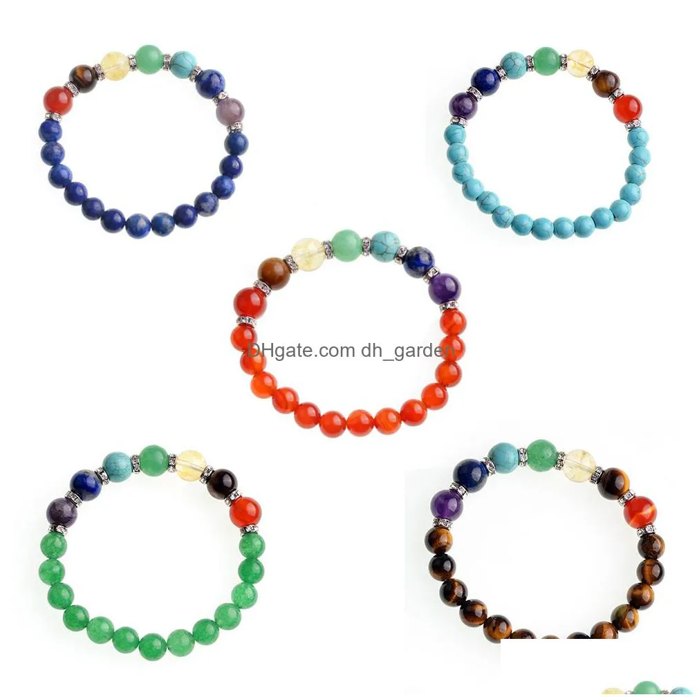 7 gemstone bracelet personalized 8 mm 7 chakra semiprecious stones natural gemstone round beads beads healing crystal elastic bracelet