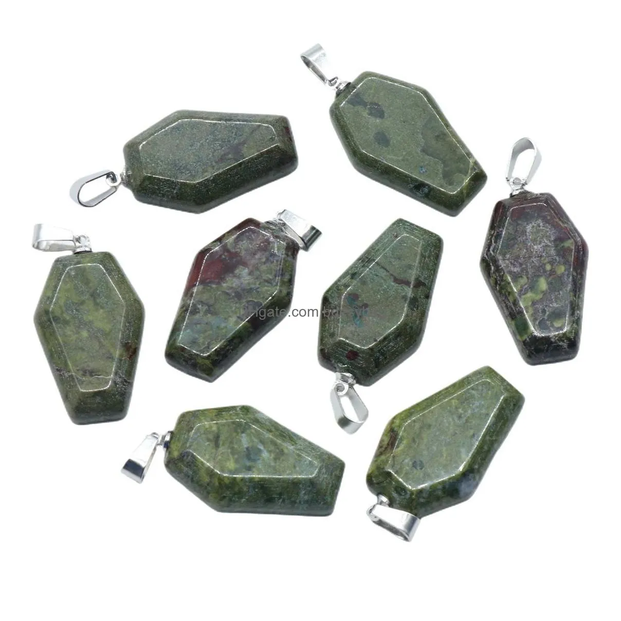 natural healing stone coffin shape mixed color chakra semiprecious gemstone charms for jewelry making