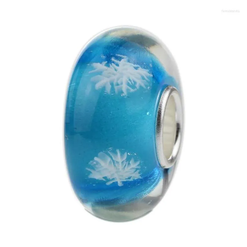 beads emith fla 925 sterling silver big hole snow murano glass charm fit for european brand bracelet diy jewelry makings