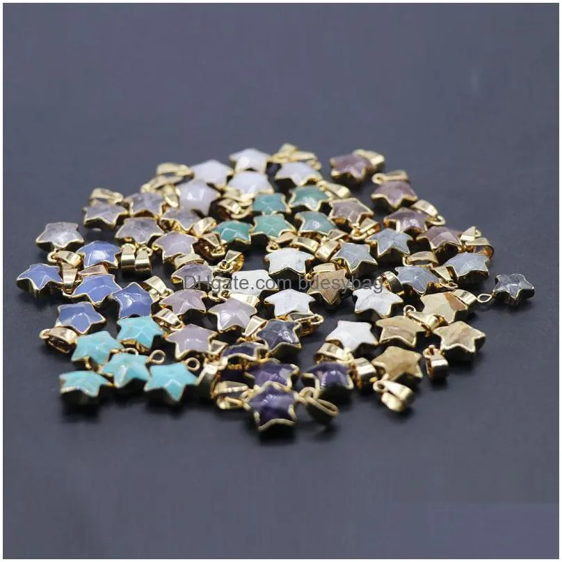 stone alloy geometric stars pendant gem healing crystal necklace ladies stainless steel fashion gifts
