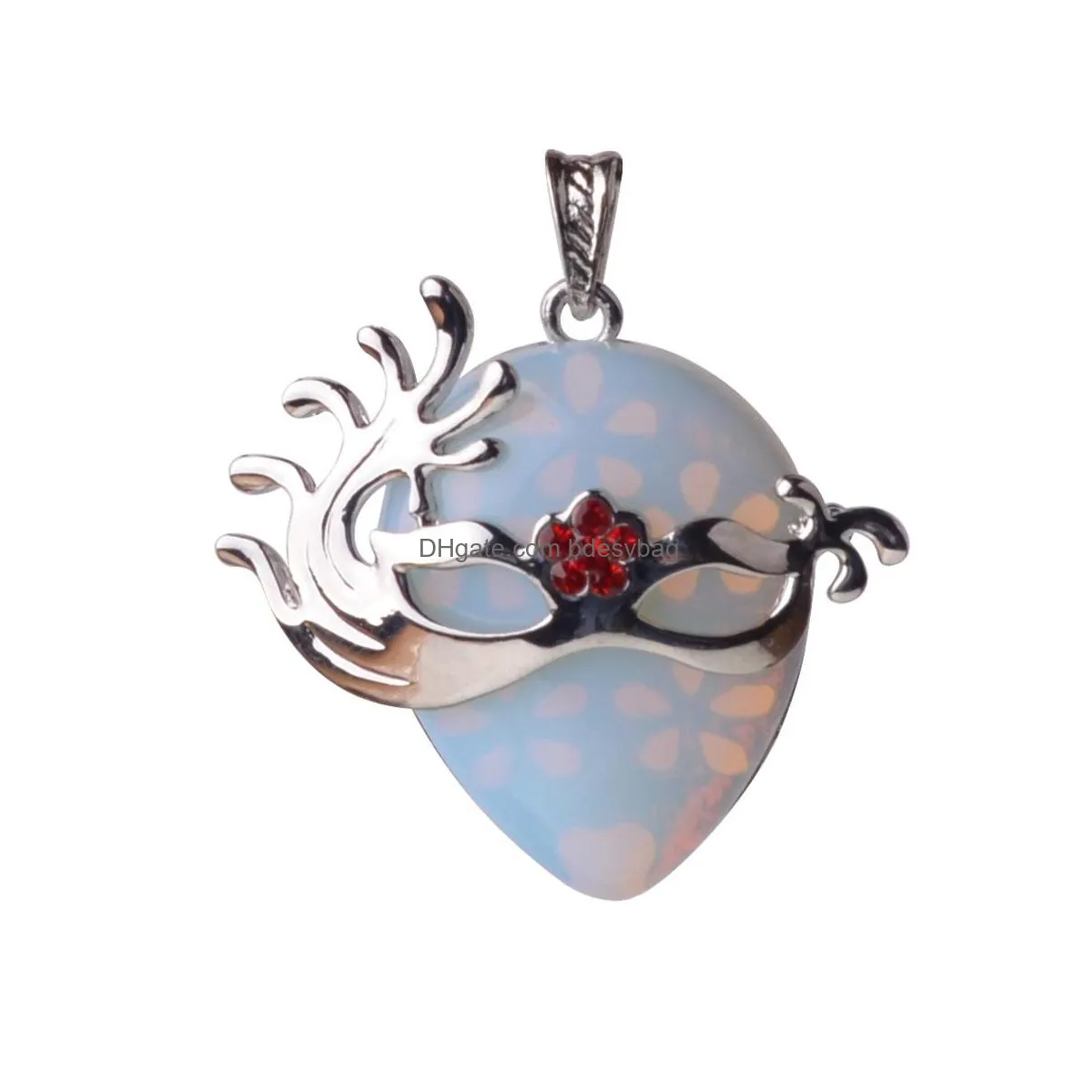 fox dancer crystal mask pendant silver womens fashion elegant mystery necklace