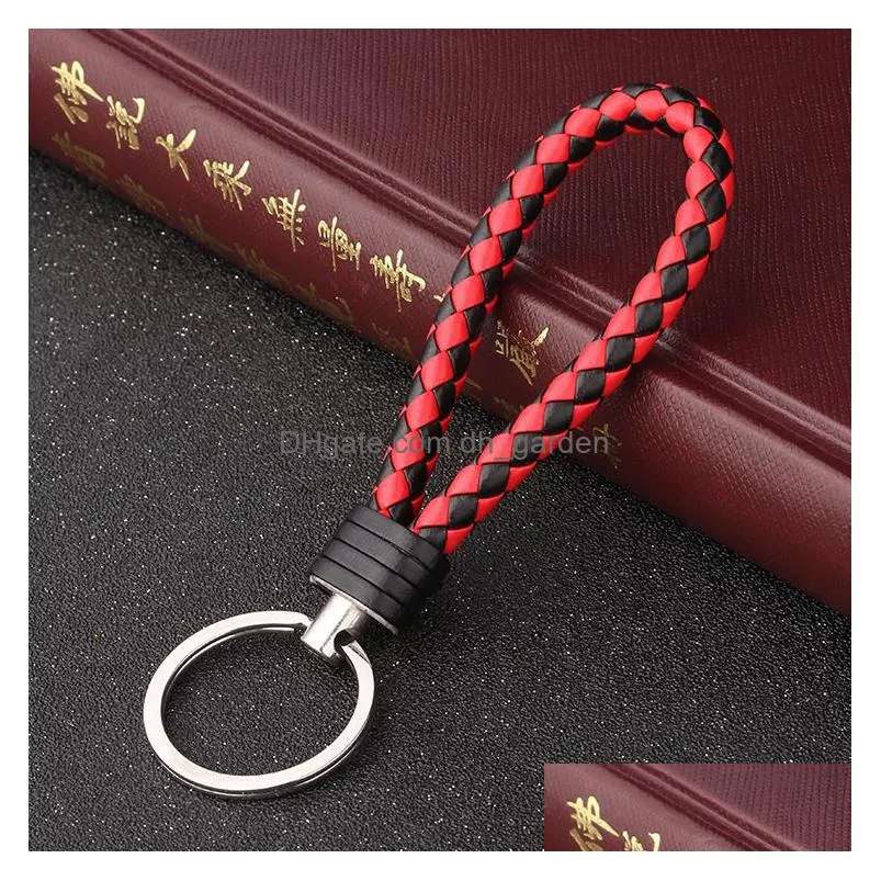 leather key chain mercedesbenz bmw leather woven lanyard keychain with metal ring for car / office / home key 16 colors