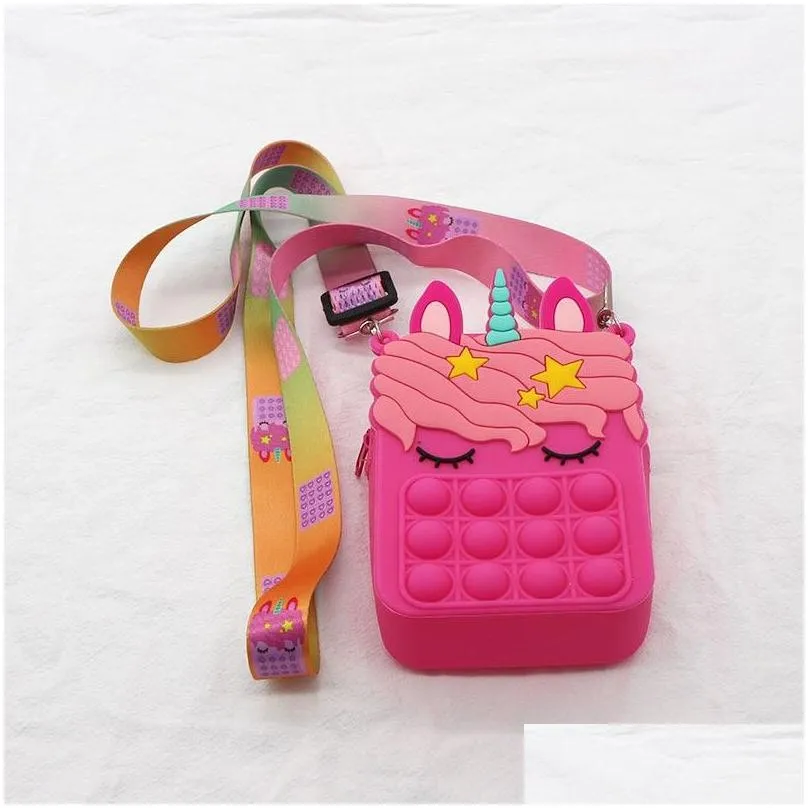cute  toy bag fidget toys cartoon bubble purse crossbody shoulder bags birthday gifts for kids girls
