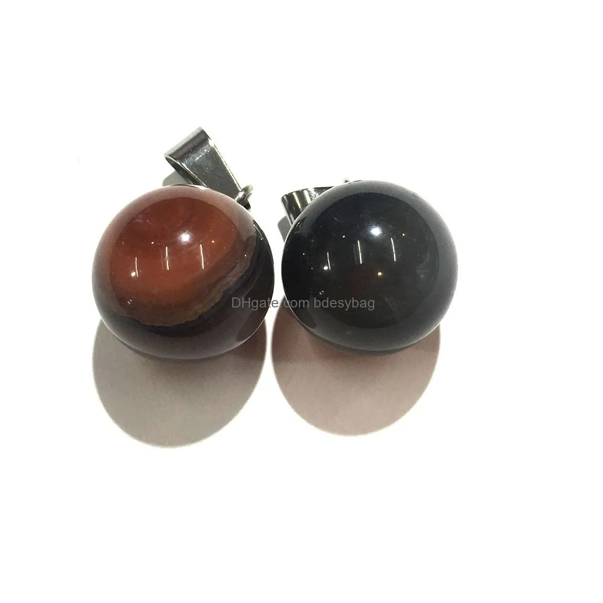 fashion chakra round stone pendants mixed healing crystal carnelian gemstone charms for necklace jewelry