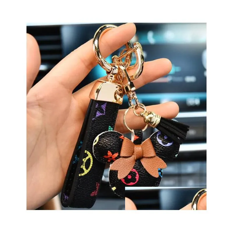 designer keychain wallet keyring fashion pendant car chain charm bucket bag flower mini coin holder keychains bag trinket gifts