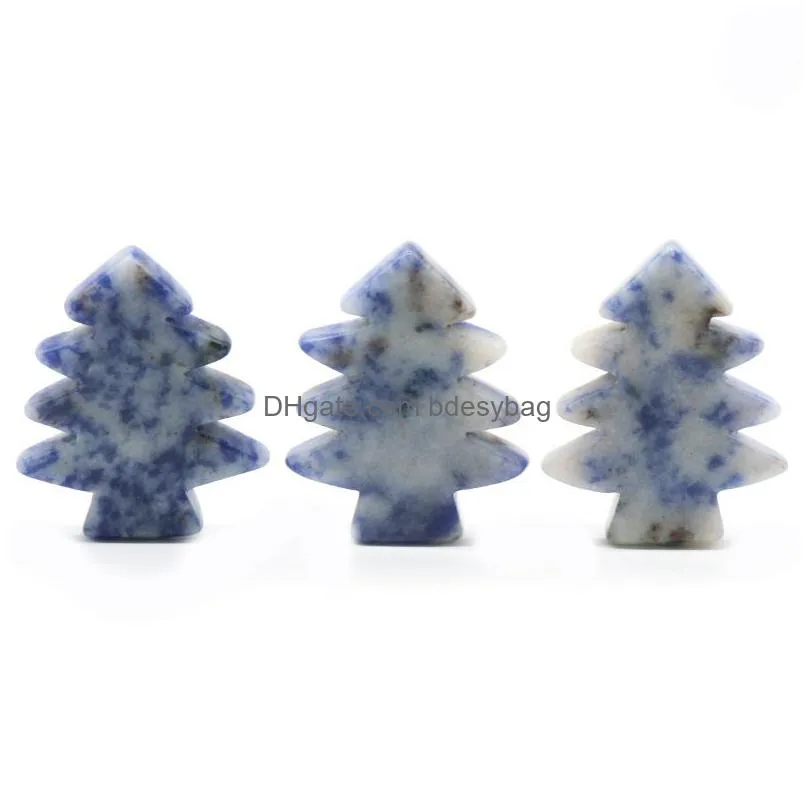 3 pieces healing crystal stones pendant mini christmas tree desk ornament pocket stone home office christmas decoration