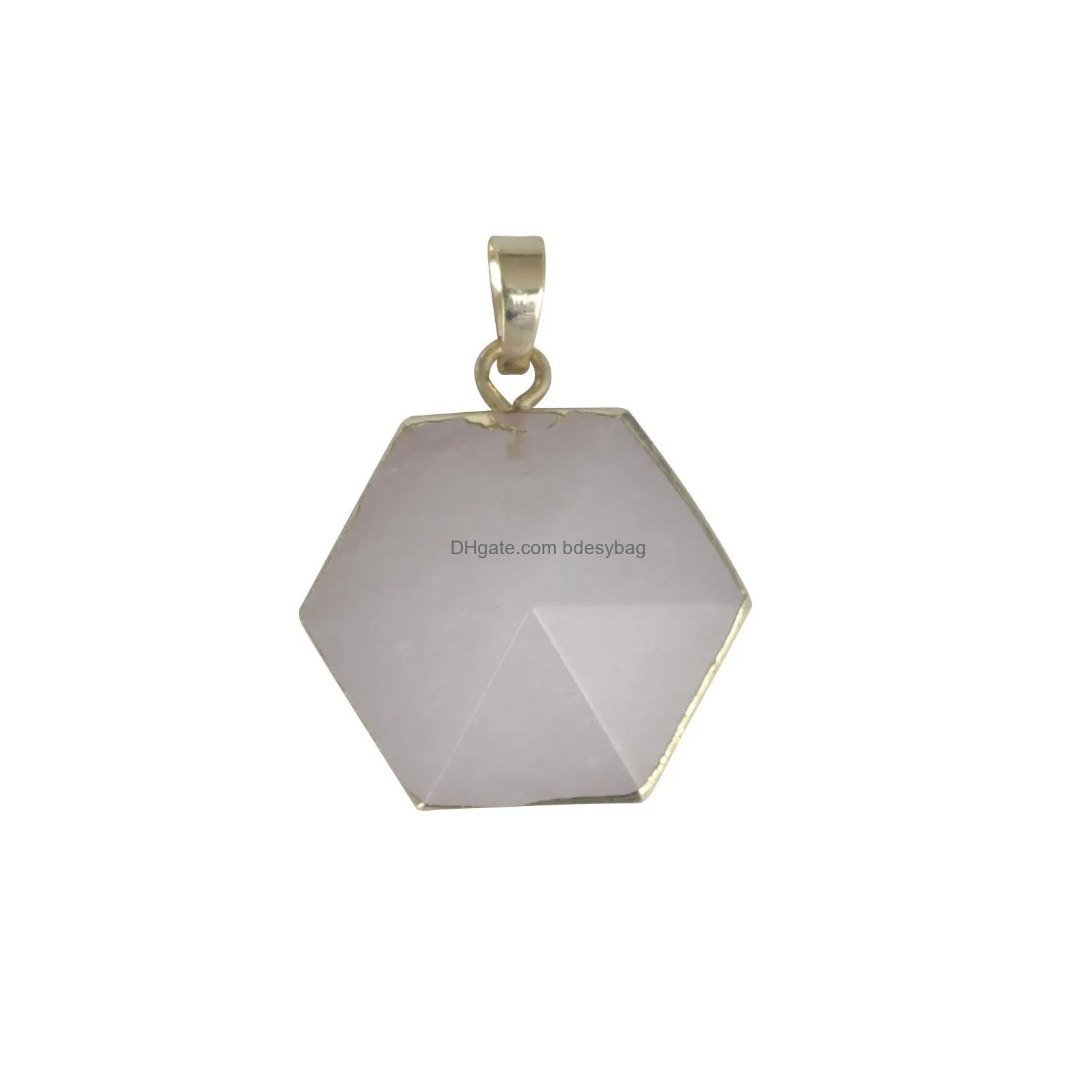 hexagonal pyramid crystal necklace pendant necklaces charm luminous alloy stone in the dark gift for girls and woman