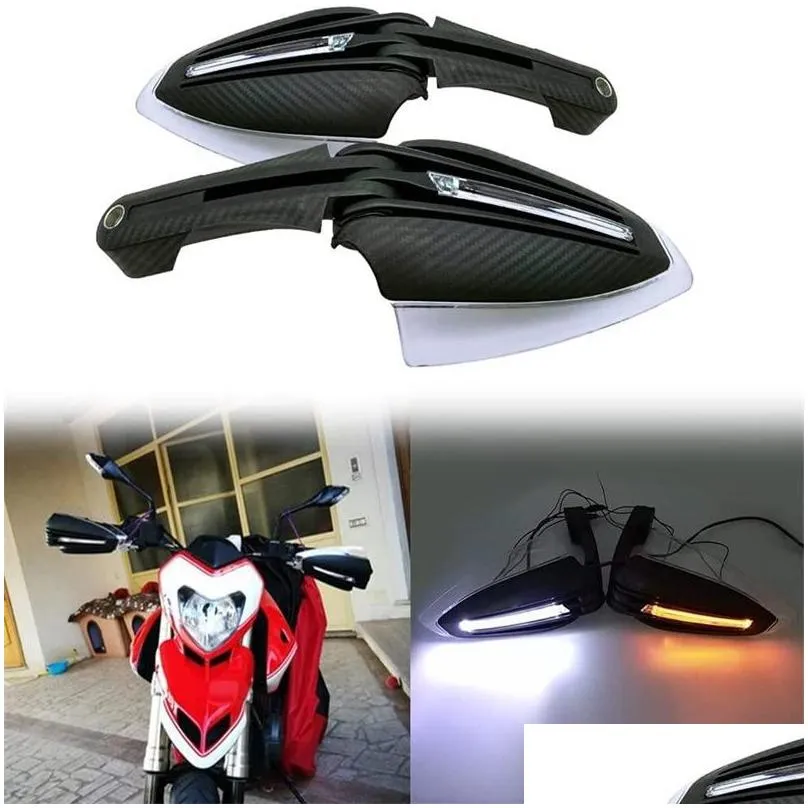 1 pair motorcycle hand guards motorcycle led kit with led daytime running lights turn signal antifall handguards windshield