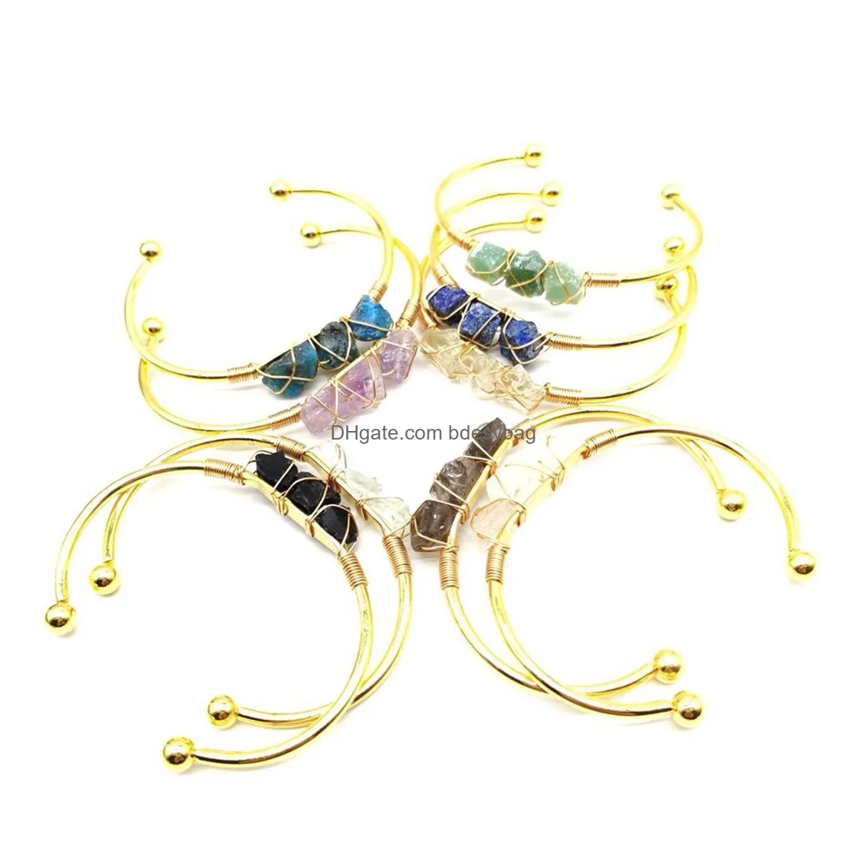 druzy gemstone cuff bracelet for women girls handmade gold wire woven lift of tree healing chakra crystal friendship bangle charms