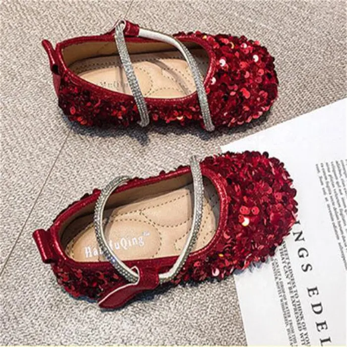 Crystal paillette Girls Shoes Designer Kids Casual Sneakers Baby First Walkers Children's Sandals Footwear Bling Princess Dress Shoes