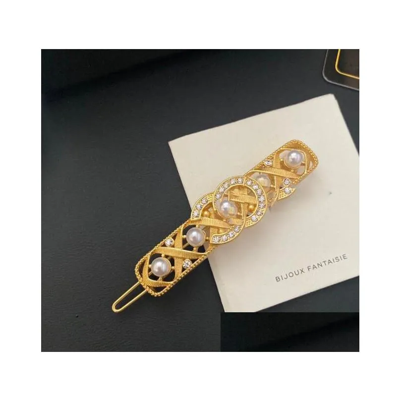 designer famous letter crystal hairpin hairgrip hairclips girl luxury alloy hair clip grip pin barrette hair barrette accessories gift