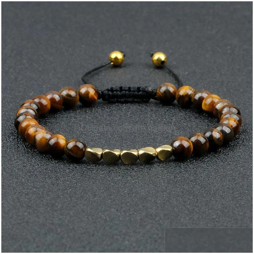 natural 6mm tiger lava bangle irregular copper beads braided bracelet for women men handmade ethnic tibetan jewelry