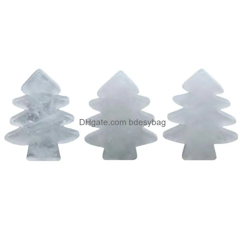 3 pieces lepidolite healing crystal stones pendant mini christmas tree desk ornament pocket stone home office christmas decoration
