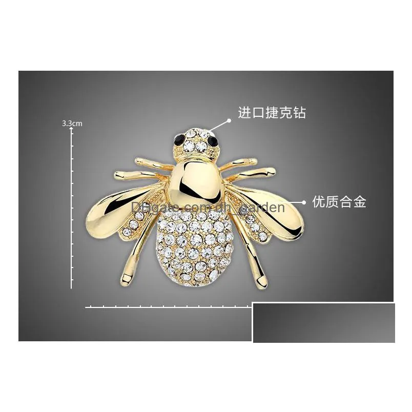 europe and the united states personalized animal jewelry cute bee brooch rhinestone brooch suit collar pin long skirt cardigan