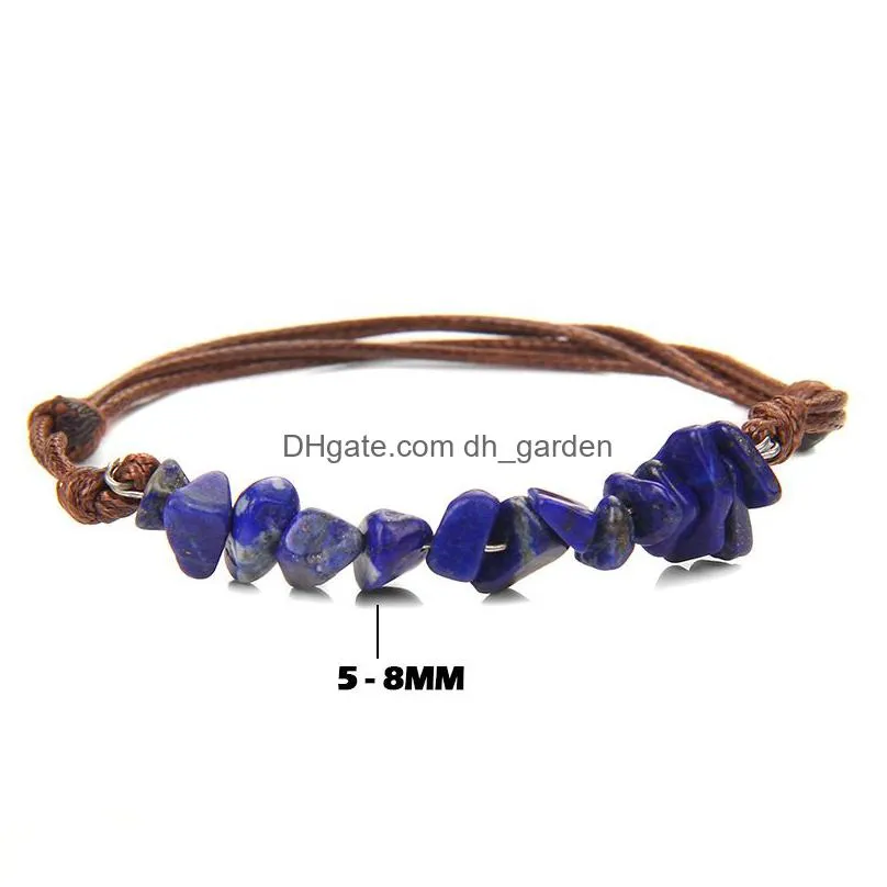natural gravel leather rope woven bracelet bohemian chakras stone beads bracelet