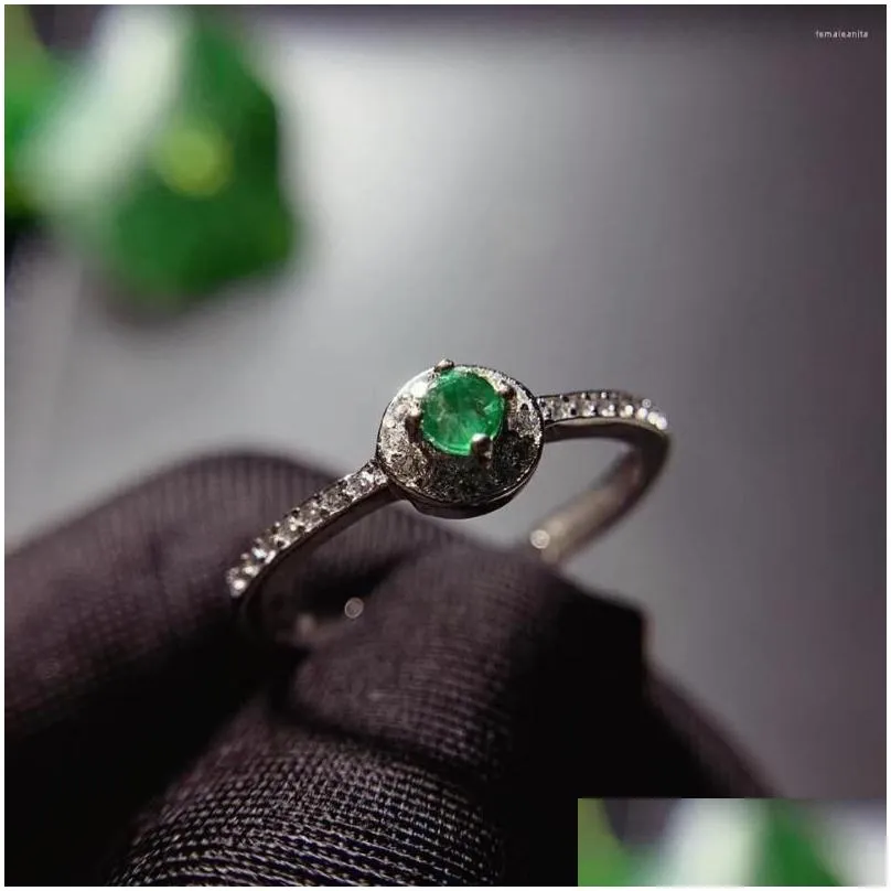 cluster rings kjjeaxcmy fine jewelry natural emerald 925 sterling silver adjustable gemstone women ring support test classic