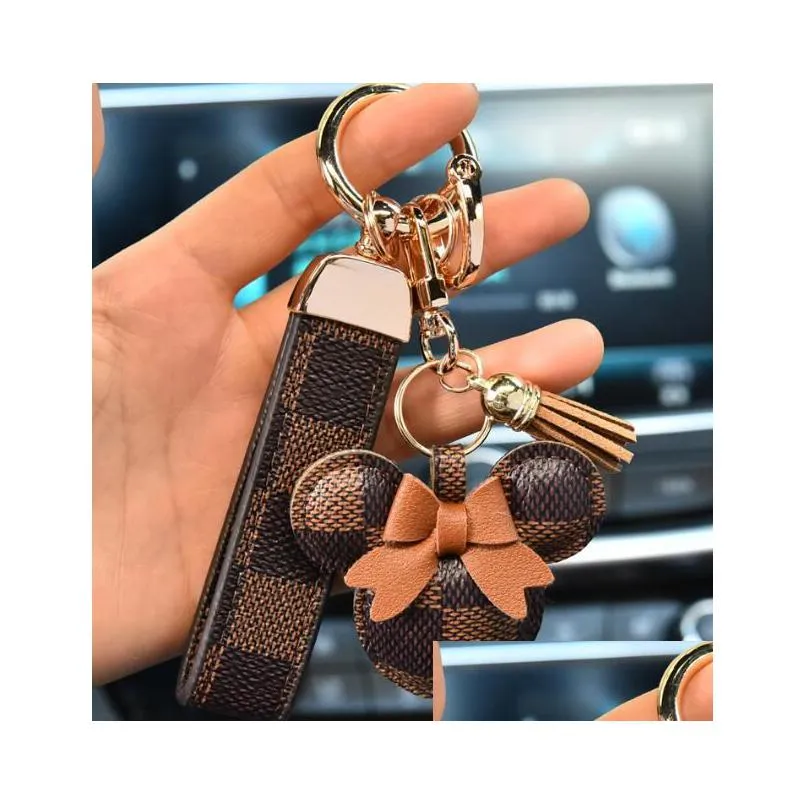 designer keychain wallet keyring fashion pendant car chain charm bucket bag flower mini coin holder keychains bag trinket gifts