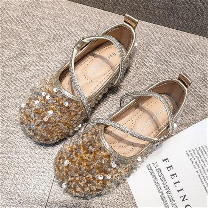 Crystal paillette Girls Shoes Designer Kids Casual Sneakers Baby First Walkers Children's Sandals Footwear Bling Princess Dress Shoes