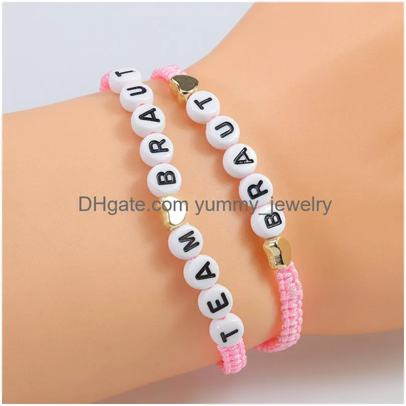 acrylic letter 12pc/set hand adjustable braided bracelet set alphabet bracelet girl boy couple