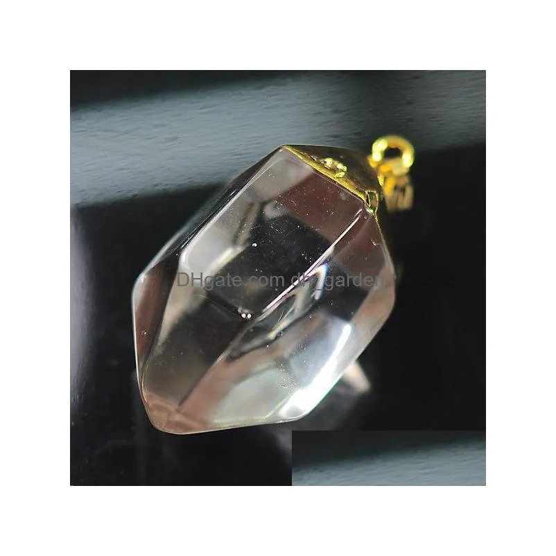 natural hexagonal column crystal pendant gold color pillar quartz wrapped pendants necklace jewelry for women men