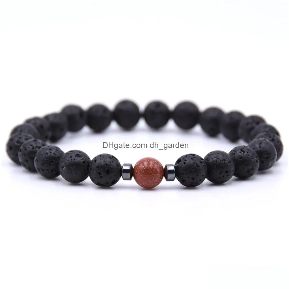 lava rock stone bead bracelets  oil bracelets matt semi gemstone quartz crystal for man women girls stretch anxiety