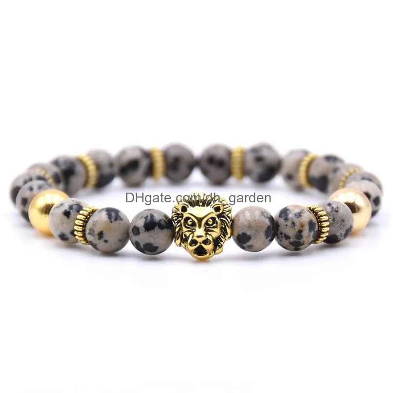 gold  head gemstone bead stretch bracelet charms 8mm stone protection healing quartz crystal stretch beaded jewelry