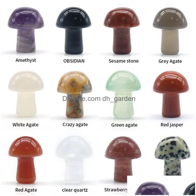 20mm mushroom shaped gemstone statue figurine carved yellow jade mushrooms crafts for healing chakra reiki balancing home decoration