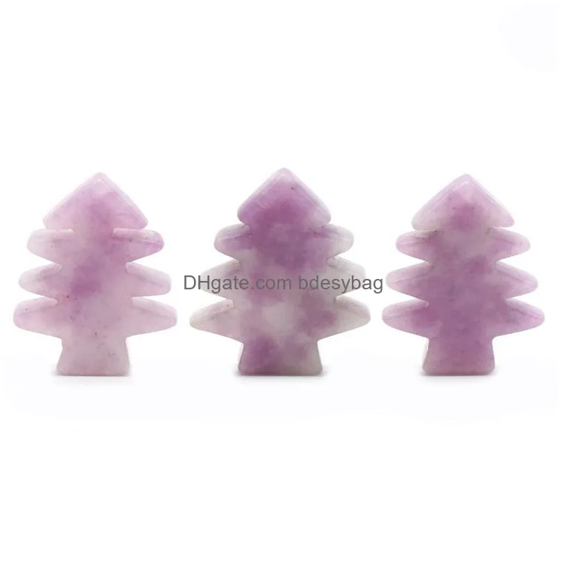 3 pieces healing crystal stones pendant mini christmas tree desk ornament pocket stone home office christmas decoration