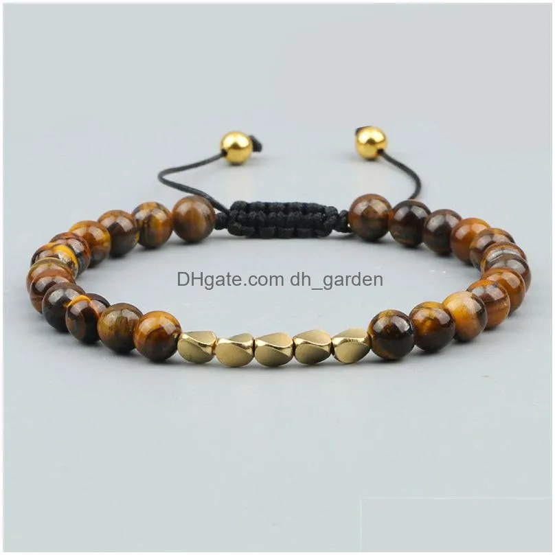 natural 6mm tiger lava bangle irregular copper beads braided bracelet for women men handmade ethnic tibetan jewelry