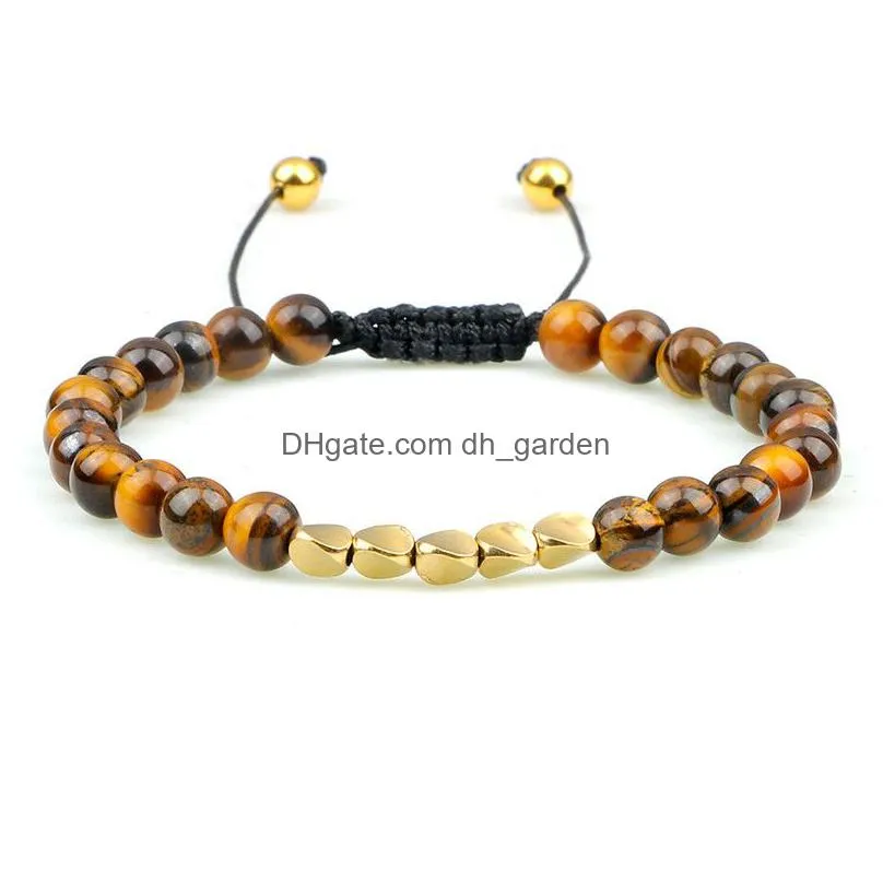 natural 6mm tiger lava bangle irregular copper beads braided bracelet for women men handmade ethnic tibetan jewelry