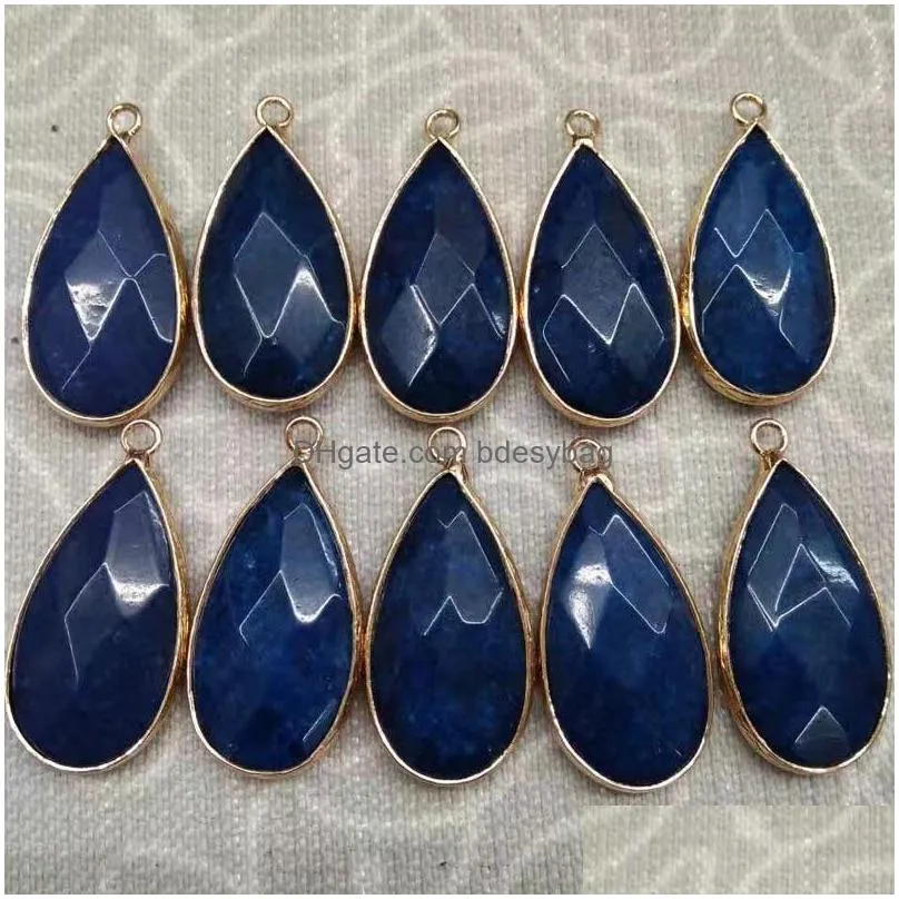 12pcs crystal quartz agate drop color random wholesale multifaceted drop pendant necklace mixed uni cure