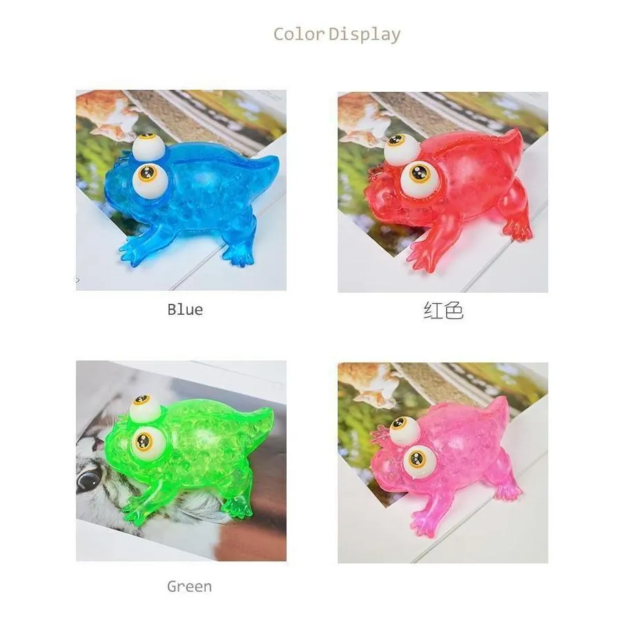 clear beads inside squeeze big eye frog tpr crocodile whale mega animal shape squishy ball jumbo size stressball toys squeezy vent balls for kids boys girls