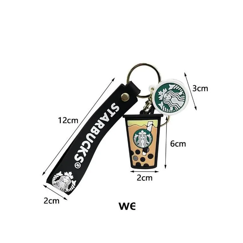 6style creative starbucks keychain party favor cute coffee tea cup key chain couple bag hanging accessories shop small gift