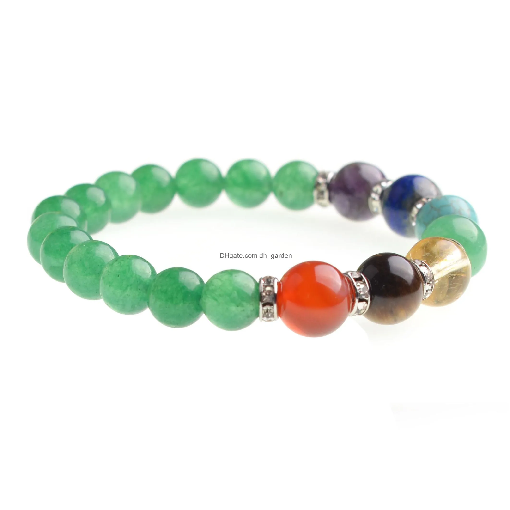 7 gemstone bracelet personalized 8 mm 7 chakra semiprecious stones natural gemstone round beads beads healing crystal elastic bracelet