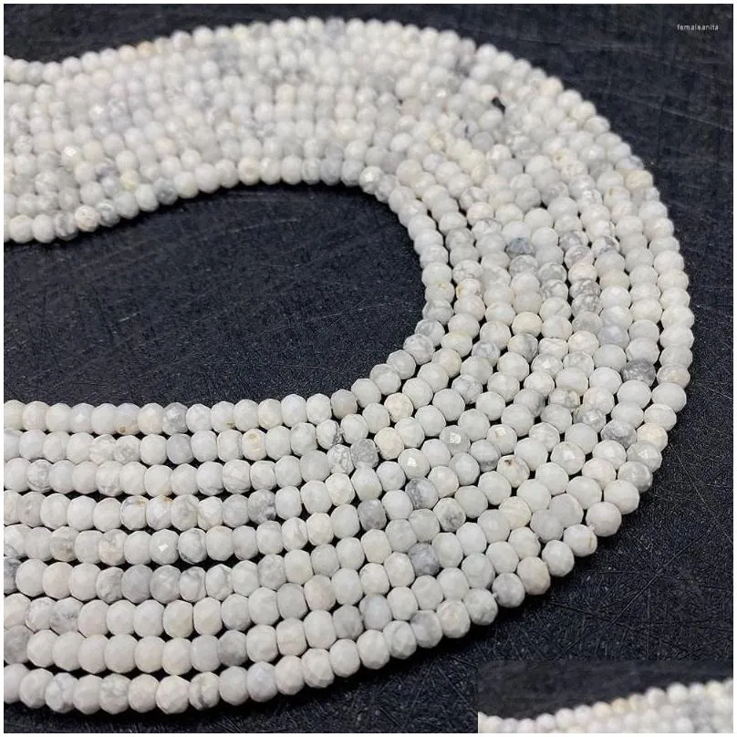 beads natural round white turquoise beaded spaced loose stone exquisite gemstone earring for jewelry making diy bracelet