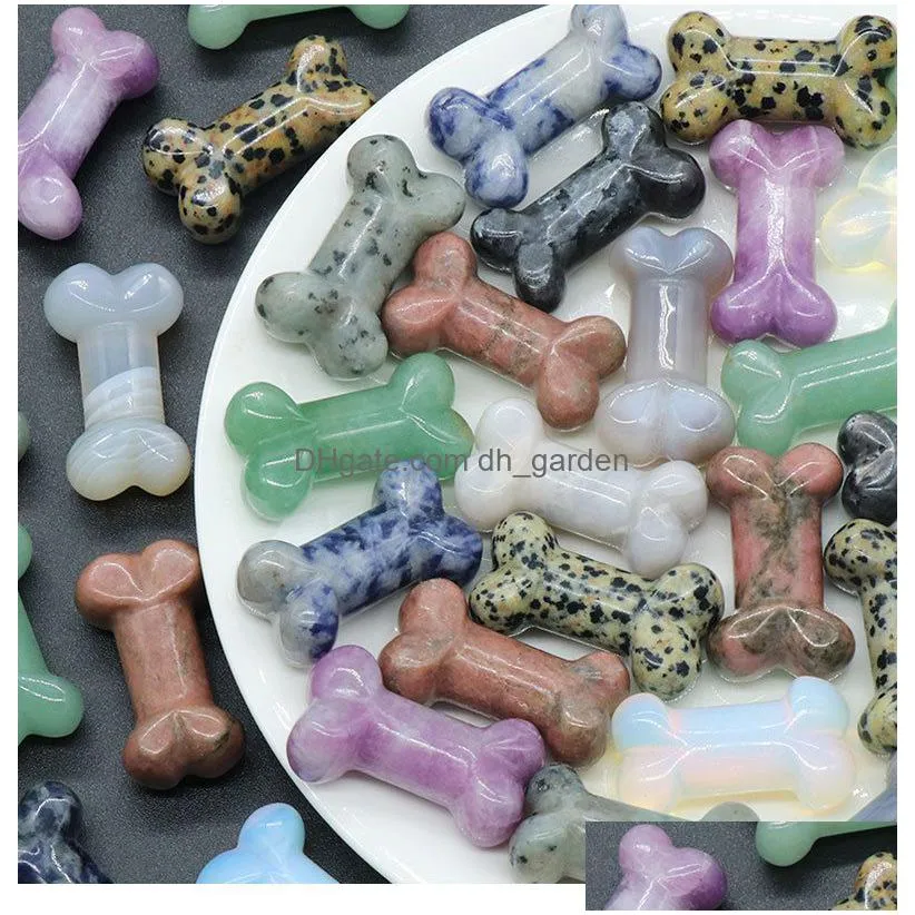 wholesale natural dalmation jasper stone mini bones mix material mini crystal craft hand made gemstone carving for decoration and