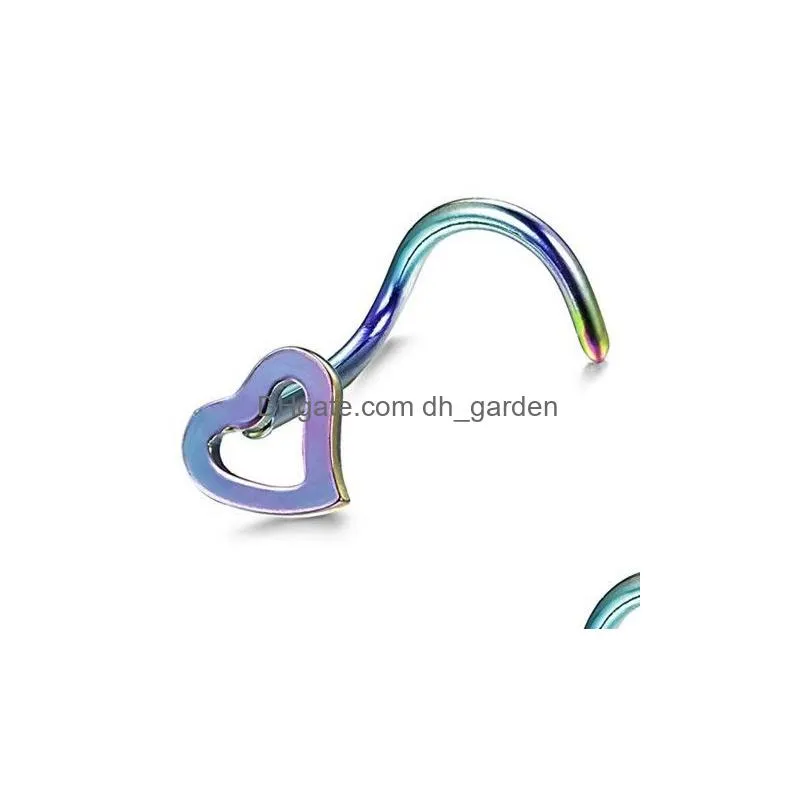 sshaped nose ring girl ladies heartshaped earrings shape womens jewelry multicolor single code