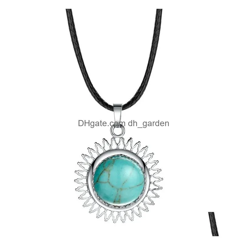 natural healing crystal sunflower chrysanthemum pendant necklace keychain aura quartz gem jewelry suitable for female girls