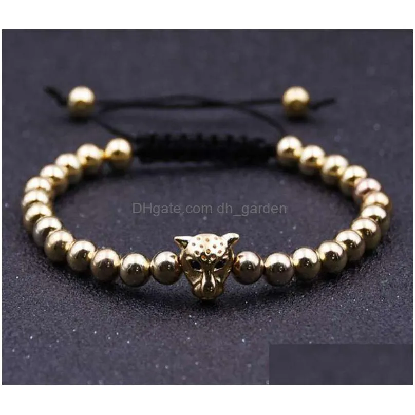 leopard head hollow copper beads bead bracelet mens popular handmade designer bracelet