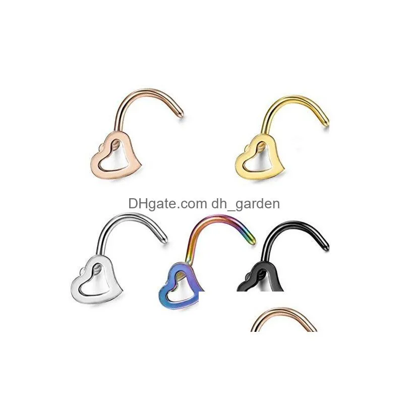 sshaped nose ring girl ladies heartshaped earrings shape womens jewelry multicolor single code