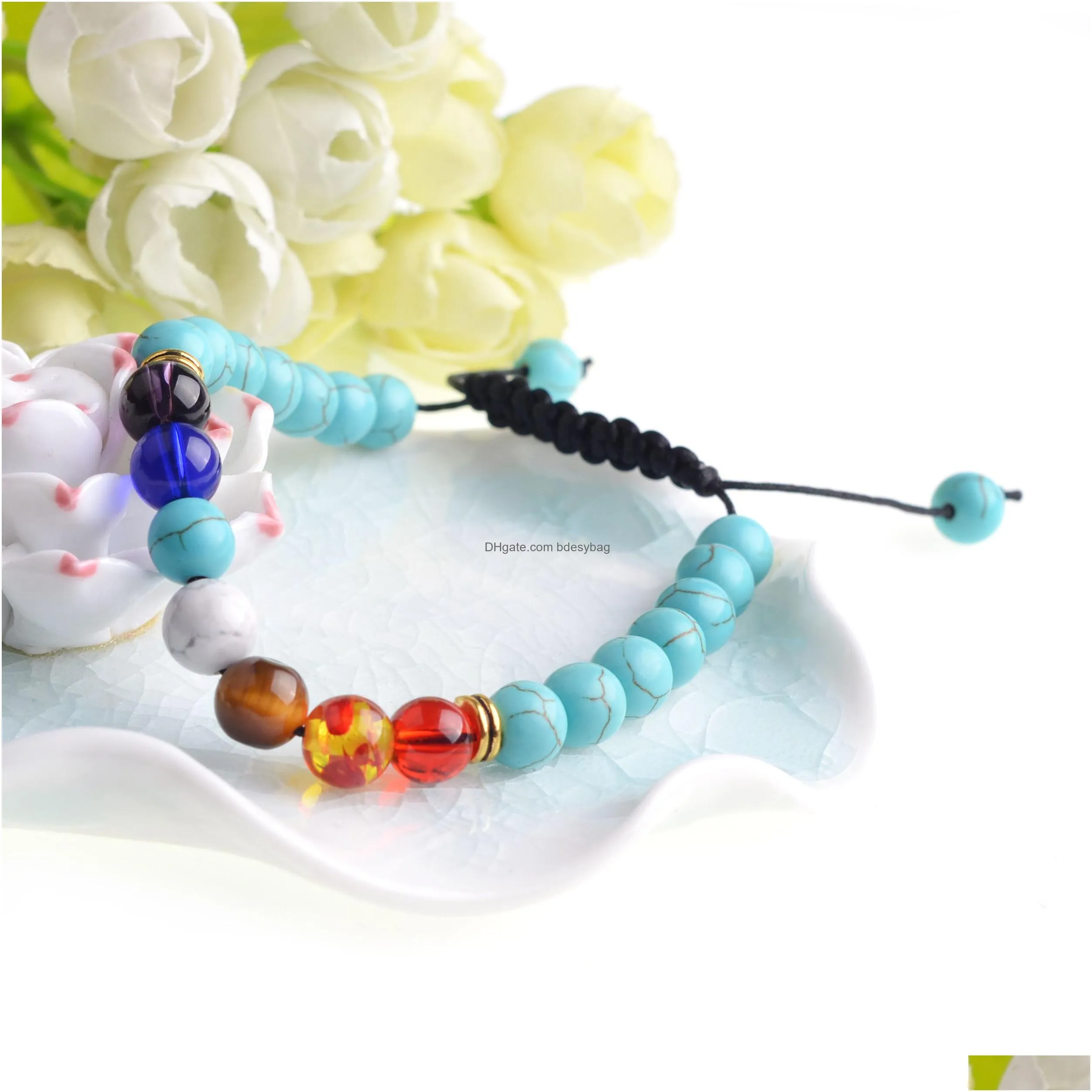 seven chakra bracelets men and women fashion personality popular aromatherapy  oil diffuser bracelet braided rope