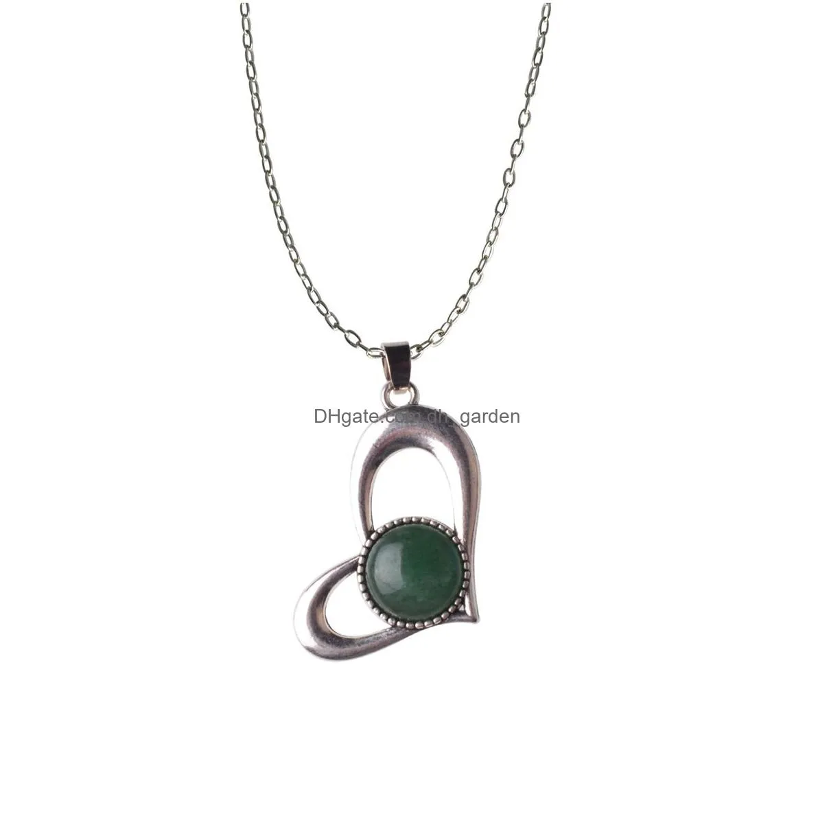 lowest price love natural stone treatment stones beads necklace crystal heart gemstone energy quartz pendant
