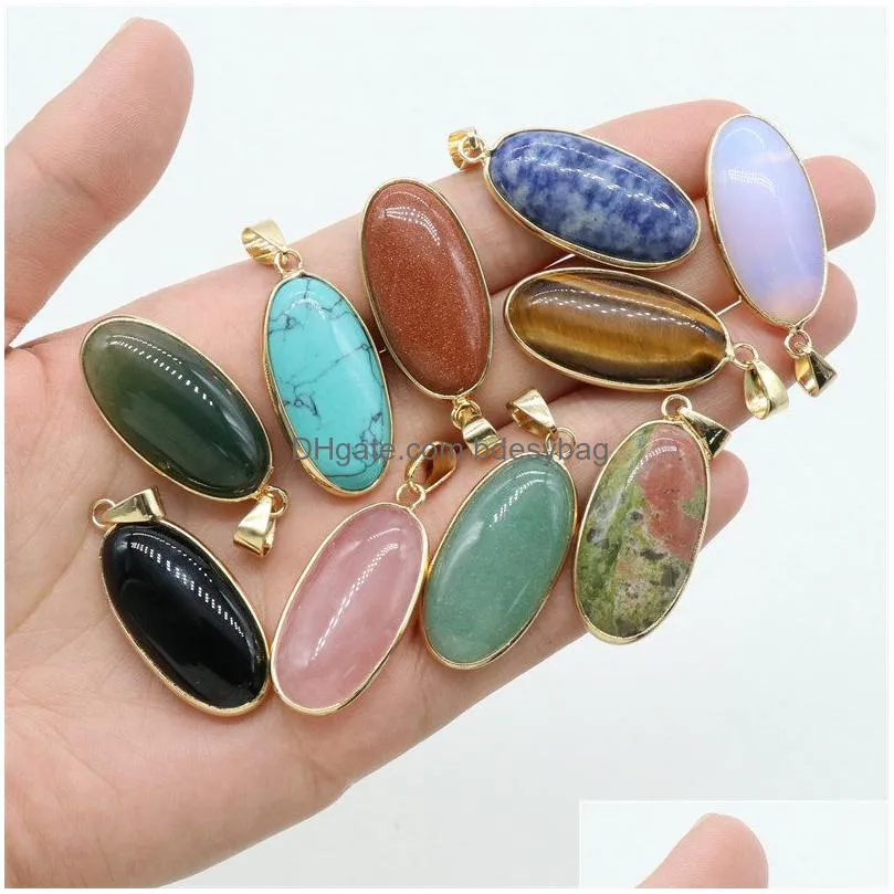 natural stone pendants waterdrop shape mixed stone agate crystal chakra healing stones charms for jewelry making necklace bracelet