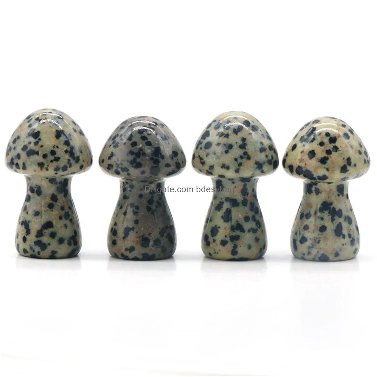 35mm natural 7 chakra gemstone mushroom shape figurine carved crystal plant statue healing hand carved stone for decoration