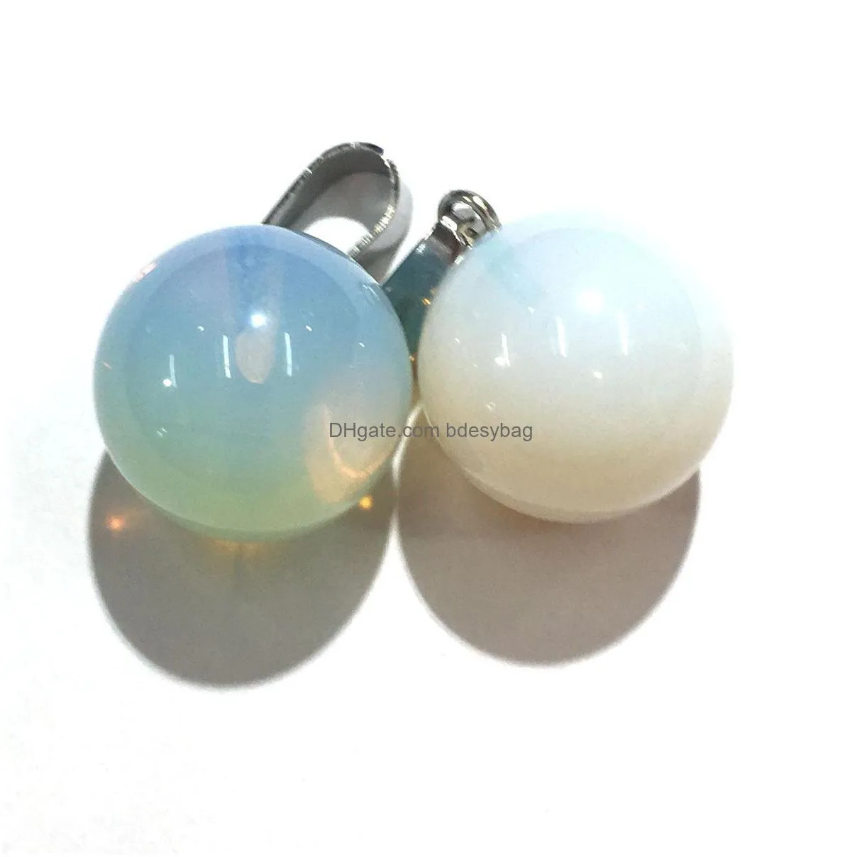 fashion chakra round stone pendants mixed healing crystal opalite gemstone charms for necklace jewelry