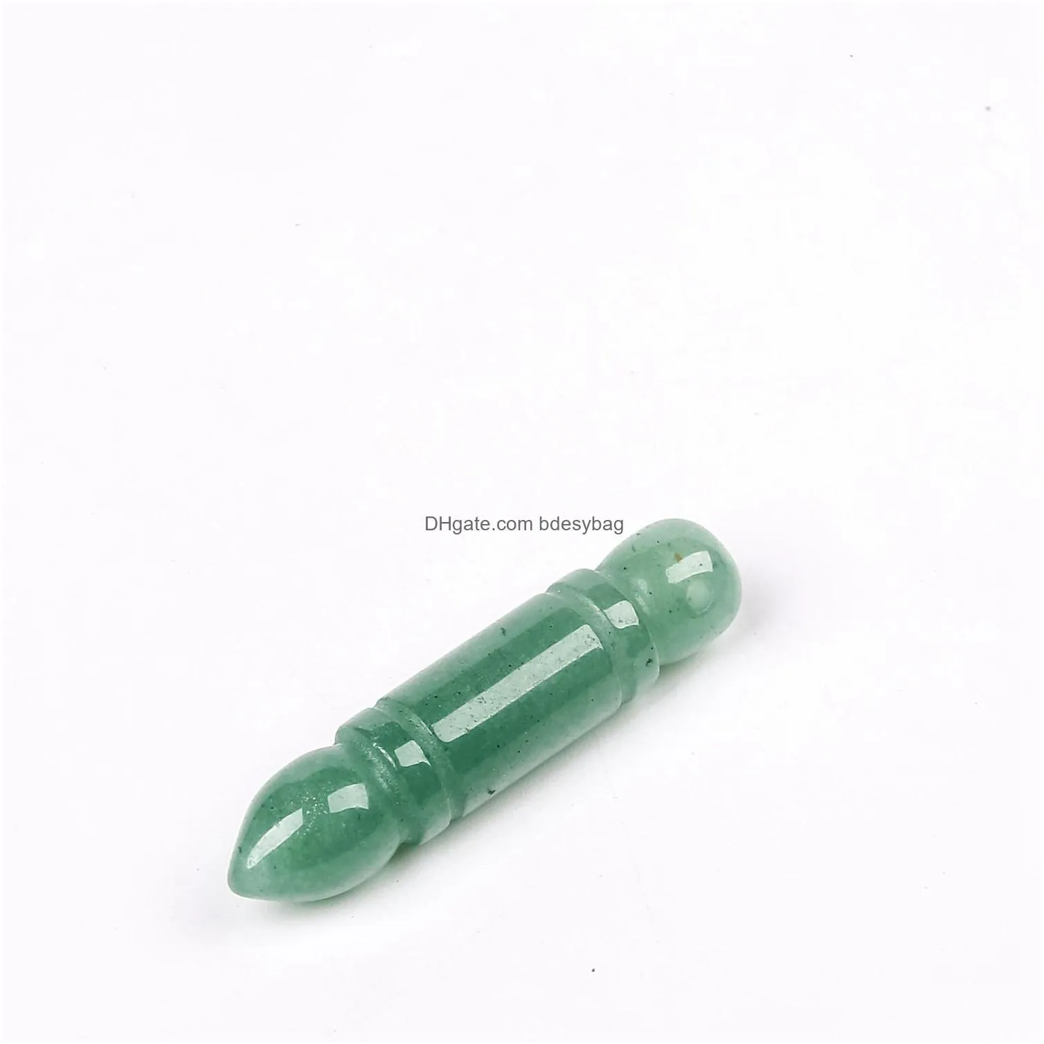 natural green aventurine jade wenchang pen pendant carved white crystal pencil ornament pendants for men and women